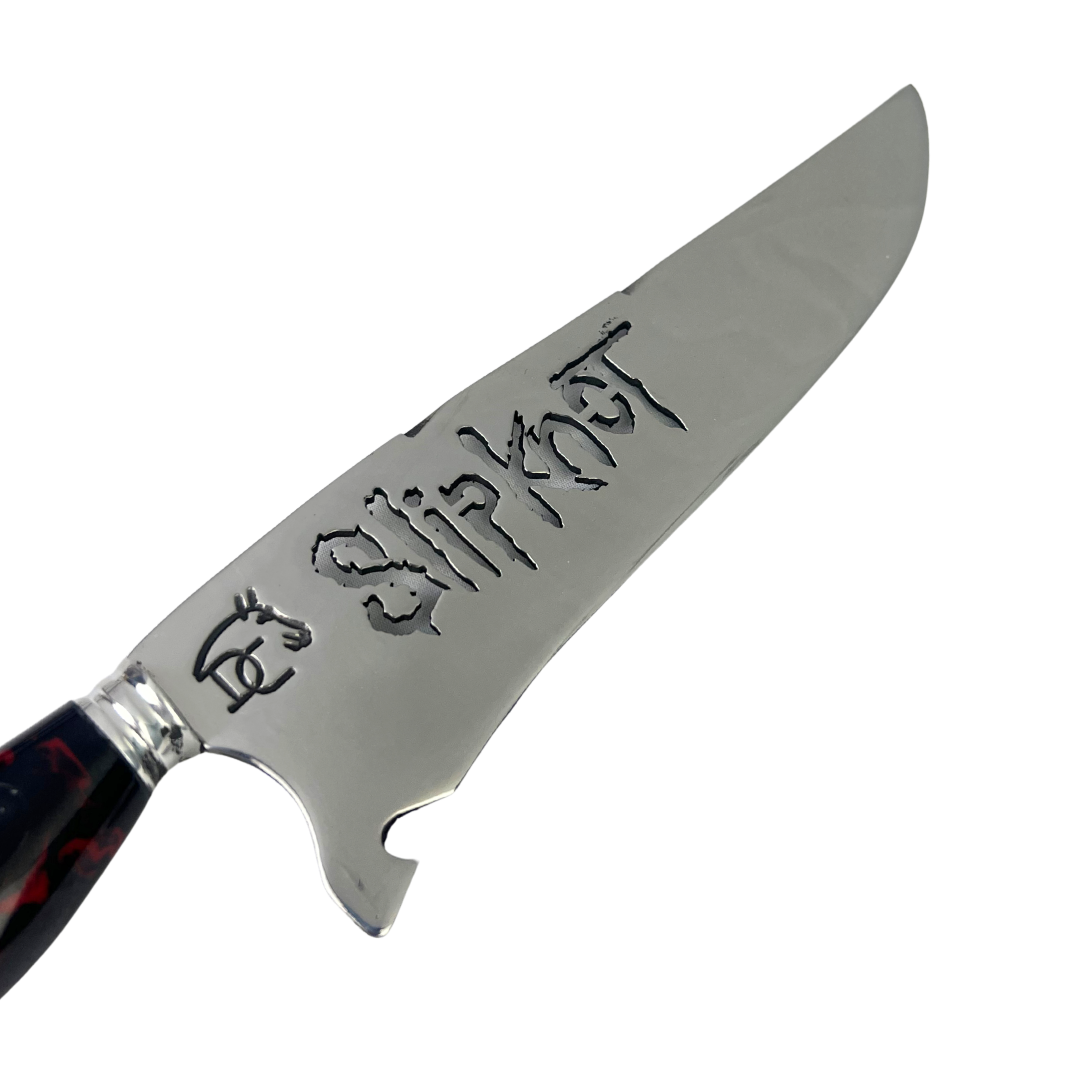 Faca Slipknot 8 Polegadas | Lâmina Vazada Temática | Cabo Resina