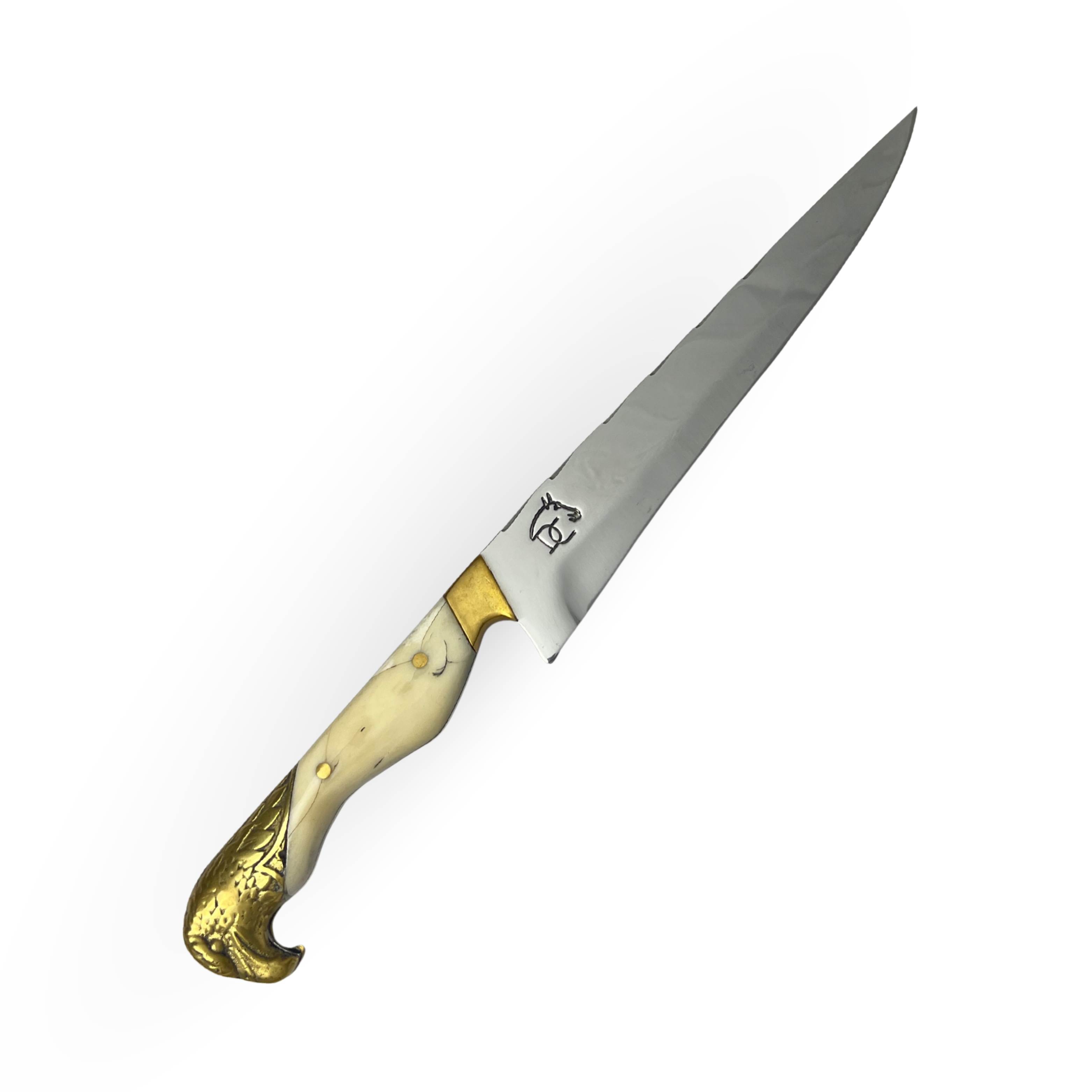 Faca Campeira Artesanal 9" - Cabo Osso Bovino e Latão com Águia