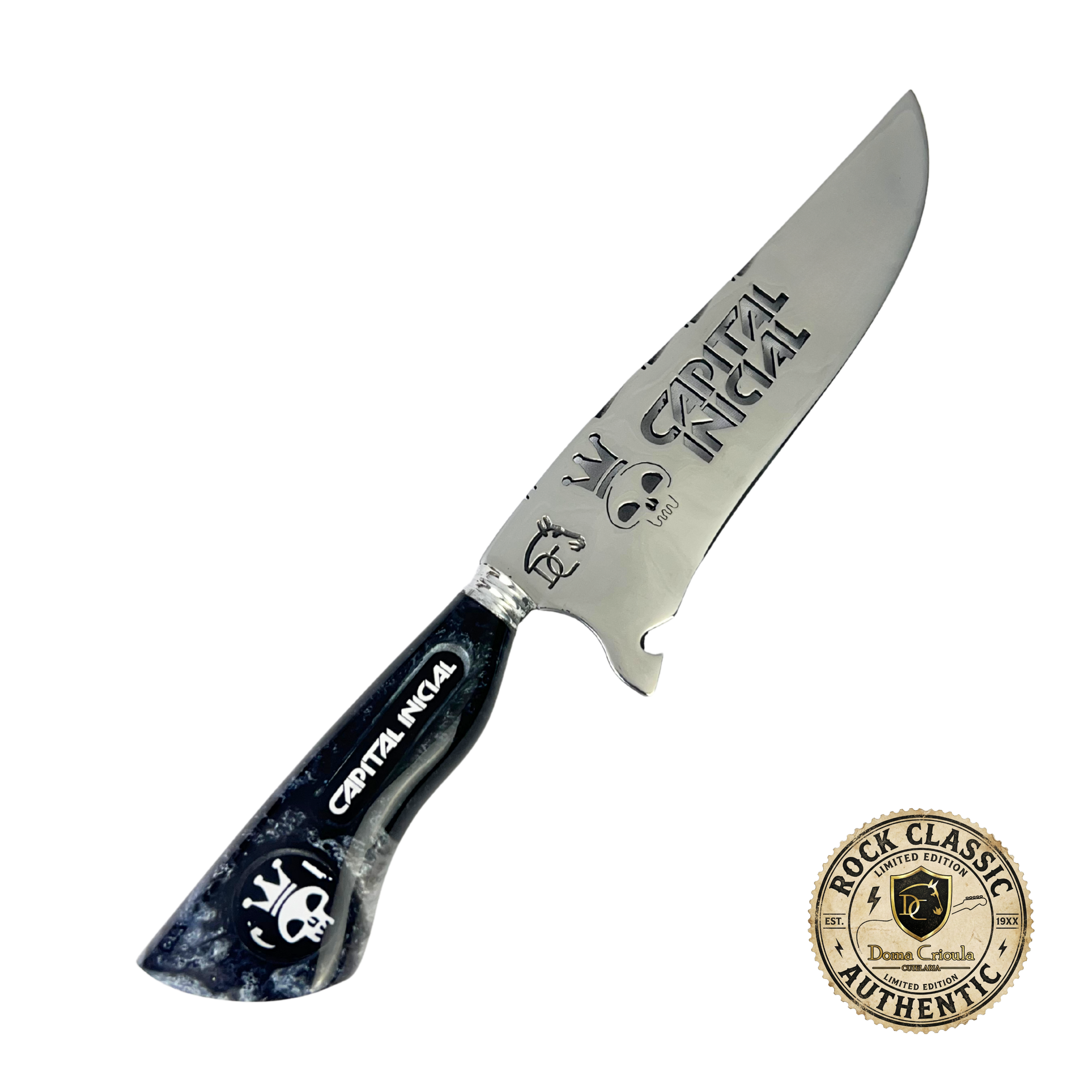 Faca Capital Inicial 8 Polegadas | Lâmina Vazada Rock BR | Cabo Resina