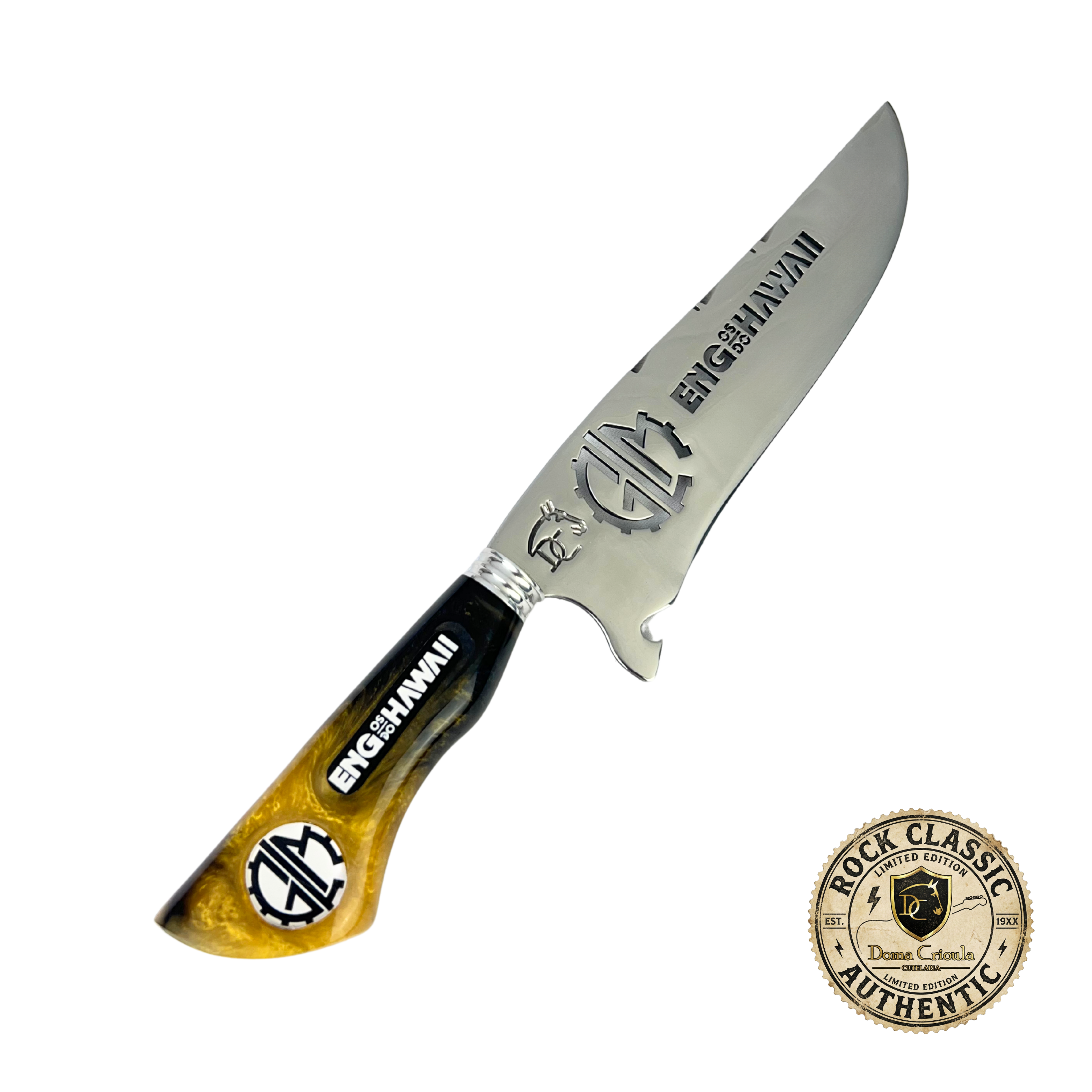 Faca Engenheiros do Hawaii 8 Polegadas | Lâmina Vazada Rock BR | Cabo Resina