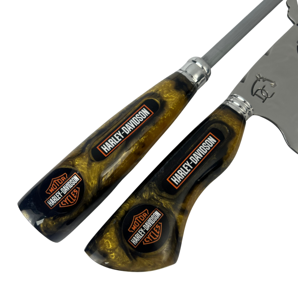 Kit Faca e Chaira Harley-Davidson - Cabo Resina Personalizado