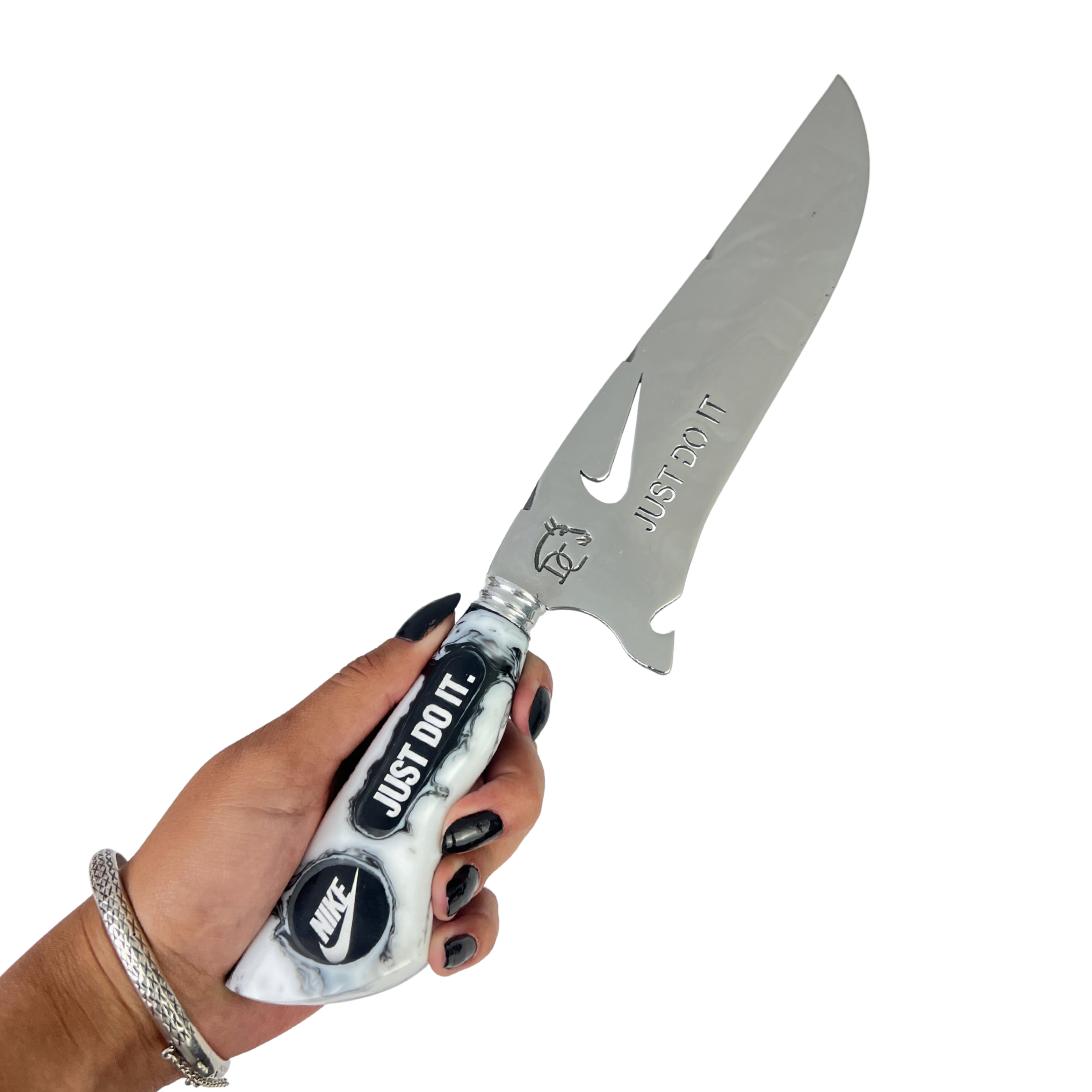 Faca Nike 8 Polegadas | Lâmina Vazada Just Do It | Cabo Resina