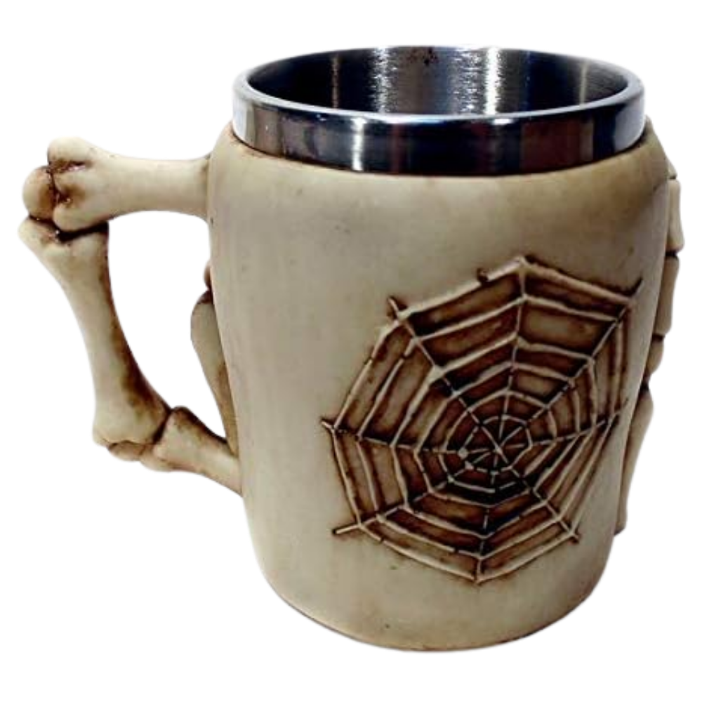 Caneca Caveira com Copo de Aço Inoxidável - 350ml - Design Gótico 3D