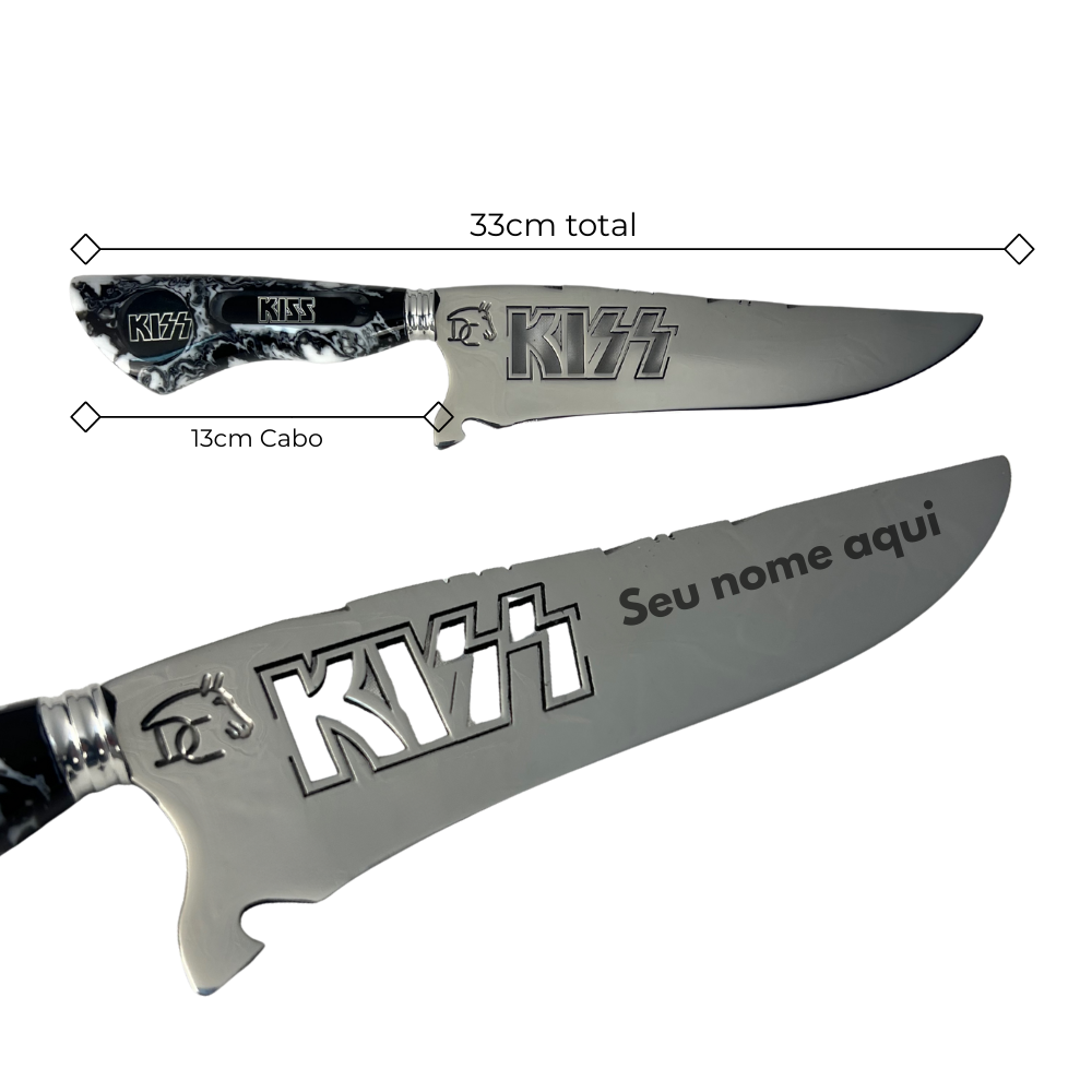 Faca KISS 8" - Cabo Resina Personalizado - Edição Especial Rock