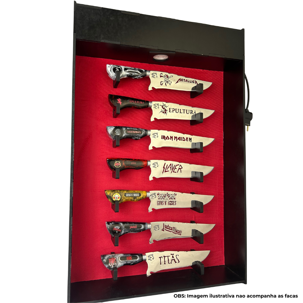 Expositor de Facas Premium - 7 Posições com Iluminação LED