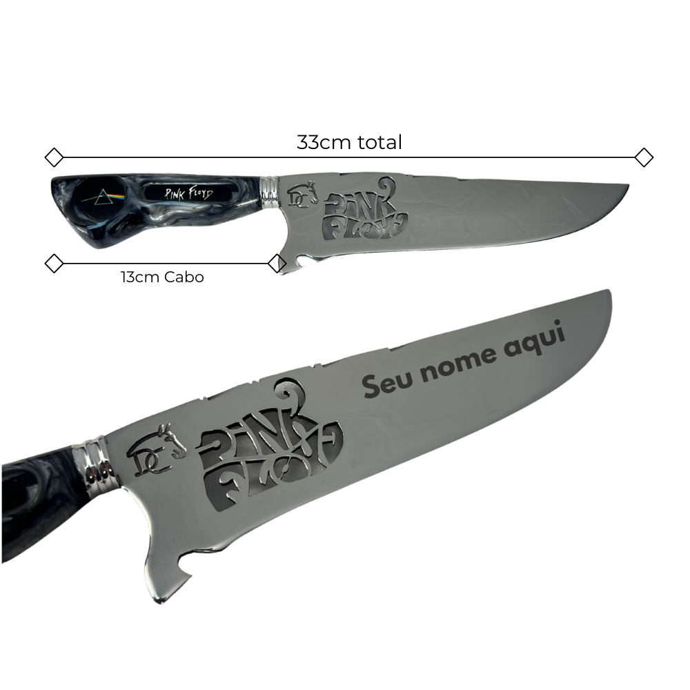 Faca Pink Floyd 8" - Cabo Resina Personalizado - Edição Especial Rock