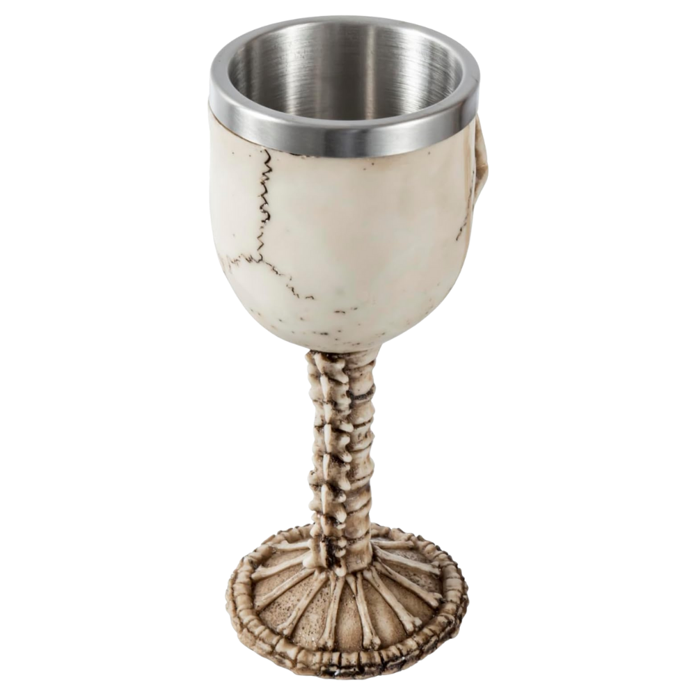 Taça Caveira com Cálice de Aço Inoxidável - 19cm - Design Gótico Medieval